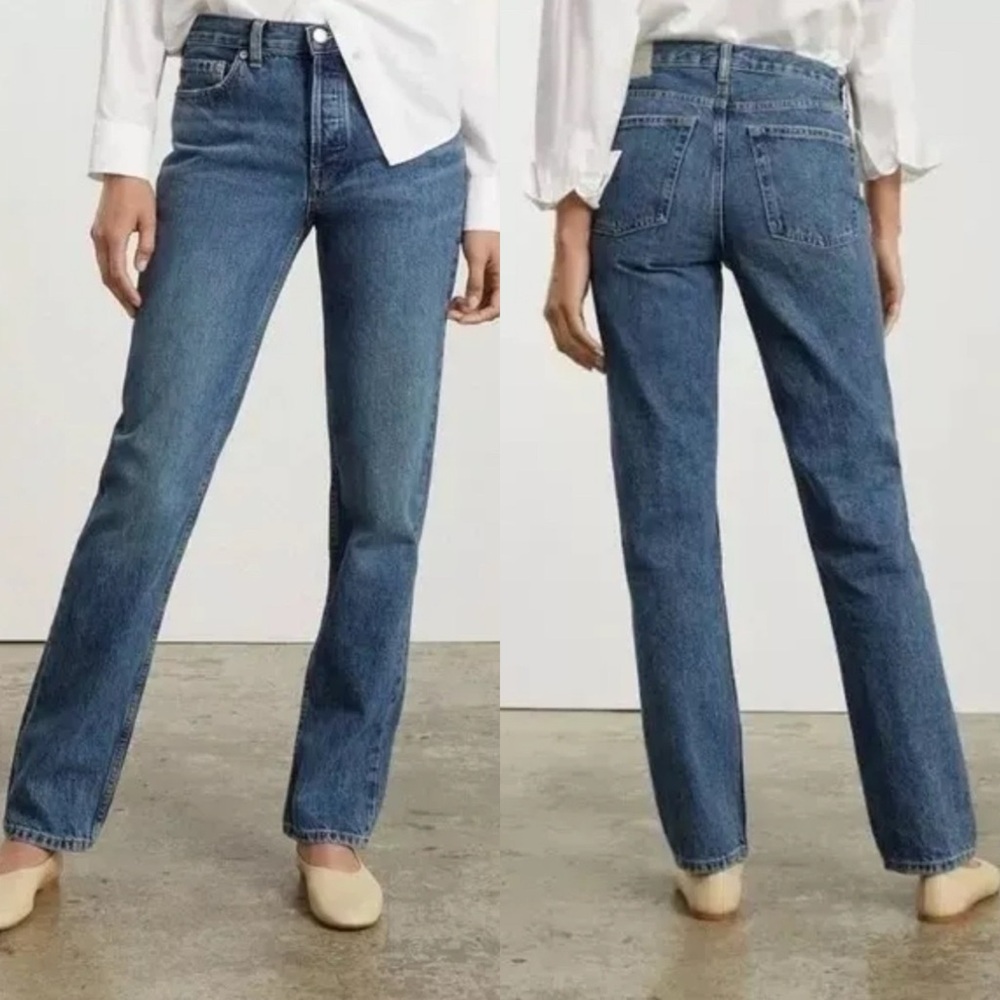 Everlane Everybody - Mid-Rise Straight Leg Jeans in Medium Blue